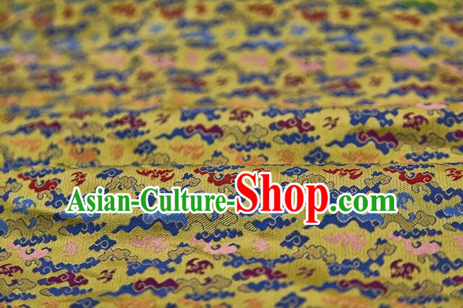 Chinese Classical Clouds Pattern Design Yellow Song Brocade Fabric Asian Traditional Silk Material Chinese Classical Clouds Pattern Design Yellow Song Brocade Fabric Asian Traditional Silk Material