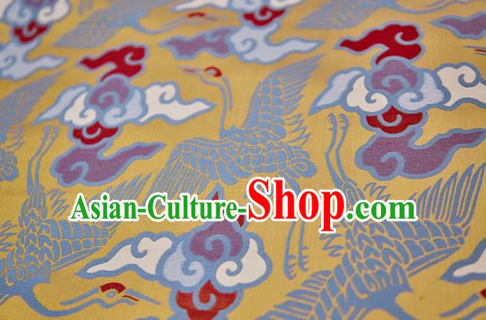 Chinese Classical Cloud Crane Pattern Design Yellow Song Brocade Fabric Asian Traditional Silk Material Chinese Classical Cloud Crane Pattern Design Yellow Song Brocade Fabric Asian Traditional Silk Material