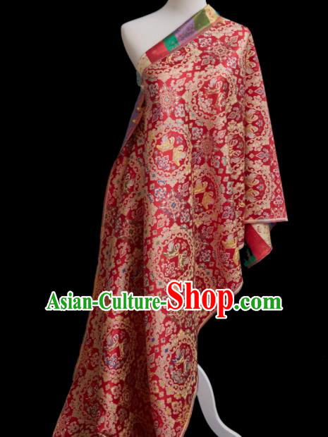 Chinese Classical Mandarin Duck Pattern Design Red Song Brocade Fabric Asian Traditional Silk Material