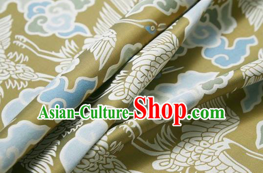 Chinese Classical Cloud Crane Pattern Design Golden Song Brocade Fabric Asian Traditional Silk Material Chinese Classical Cloud Crane Pattern Design Golden Song Brocade Fabric Asian Traditional Silk Material