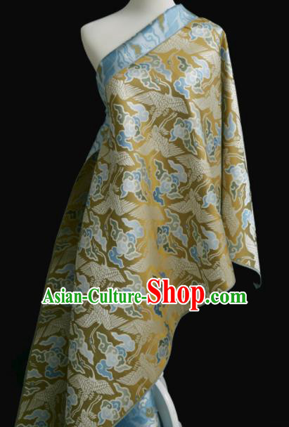 Chinese Classical Cloud Crane Pattern Design Golden Song Brocade Fabric Asian Traditional Silk Material Chinese Classical Cloud Crane Pattern Design Golden Song Brocade Fabric Asian Traditional Silk Material