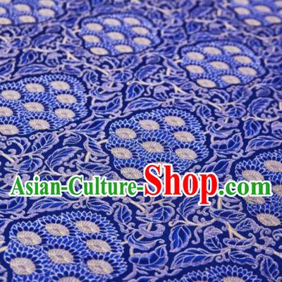 Chinese Classical Lotus Pattern Design Royalblue Song Brocade Fabric Asian Traditional Silk Material