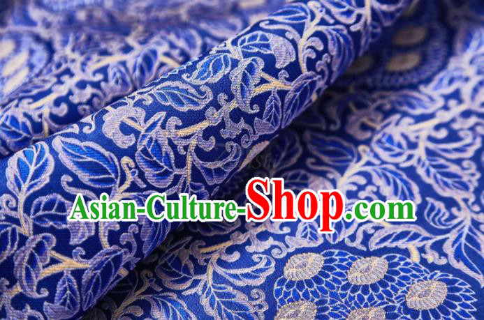 Chinese Classical Lotus Pattern Design Royalblue Song Brocade Fabric Asian Traditional Silk Material Chinese Classical Lotus Pattern Design Royalblue Song Brocade Fabric Asian Traditional Silk Material