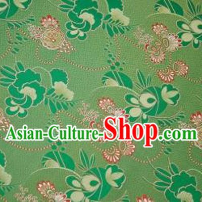 Chinese Classical Flowers Pattern Design Green Song Brocade Fabric Asian Traditional Silk Material