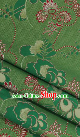 Chinese Classical Flowers Pattern Design Green Song Brocade Fabric Asian Traditional Silk Material Chinese Classical Flowers Pattern Design Green Song Brocade Fabric Asian Traditional Silk Material