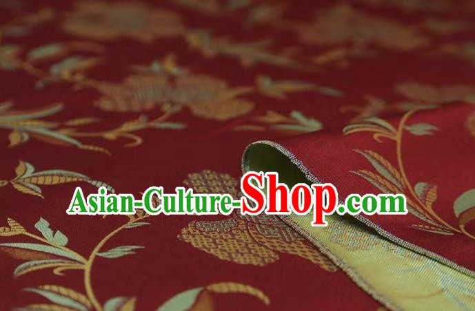 Chinese Classical Flowers Pattern Design Purplish Red Song Brocade Fabric Asian Traditional Silk Material Chinese Classical Flowers Pattern Design Purplish Red Song Brocade Fabric Asian Traditional Silk Material