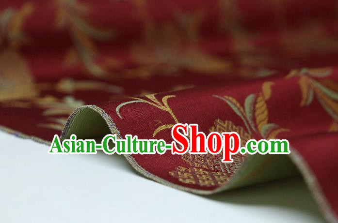 Chinese Classical Flowers Pattern Design Purplish Red Song Brocade Fabric Asian Traditional Silk Material Chinese Classical Flowers Pattern Design Purplish Red Song Brocade Fabric Asian Traditional Silk Material