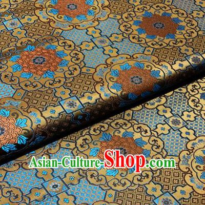 Chinese Classical Lotus Flowers Pattern Design Golden Brocade Fabric Asian Traditional Satin Tang Suit Silk Material