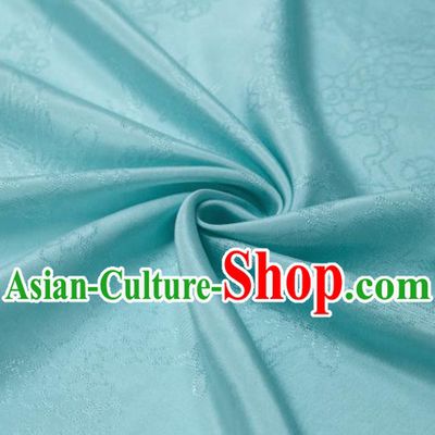 Chinese Classical Plum Pattern Design Lake Blue Mulberry Silk Fabric Asian Traditional Cheongsam Silk Material