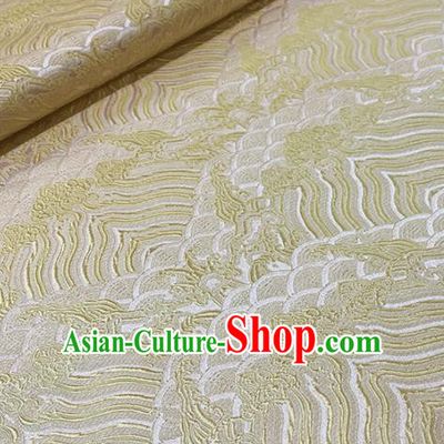 Chinese Classical Sea Wave Pattern Design White Brocade Fabric Asian Traditional Satin Tang Suit Silk Material