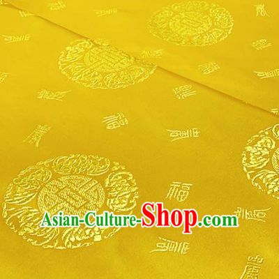 Chinese Classical Bats Pattern Design Golden Brocade Fabric Asian Traditional Satin Tang Suit Silk Material