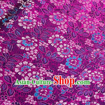 Chinese Classical Flowers Pattern Design Rosy Brocade Fabric Asian Traditional Satin Tang Suit Silk Material