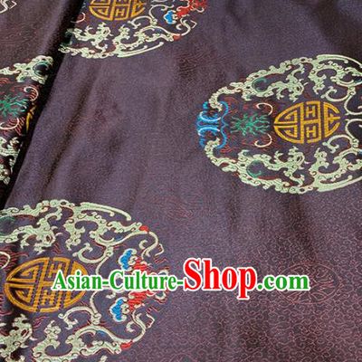 Chinese Classical Lucky Bats Pattern Design Brown Brocade Fabric Asian Traditional Satin Tang Suit Silk Material