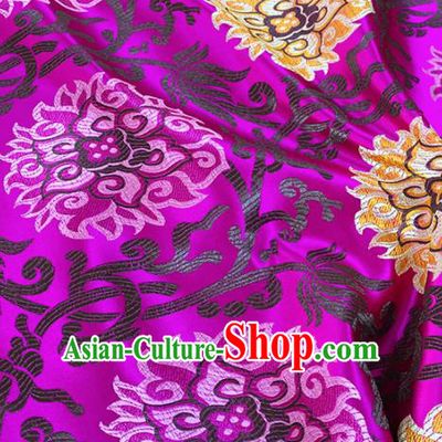 Chinese Classical Buddhism Lotus Pattern Design Rosy Brocade Fabric Asian Traditional Satin Tang Suit Silk Material