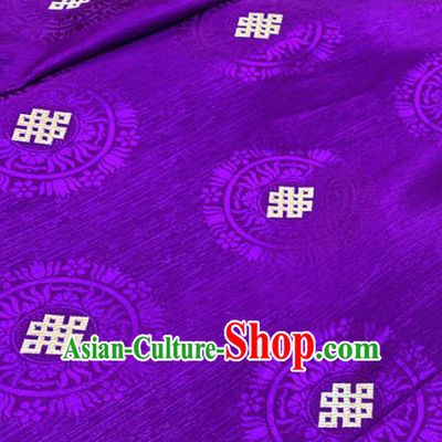 Chinese Classical Lucky Knots Pattern Design Purple Brocade Fabric Asian Traditional Satin Tang Suit Silk Material