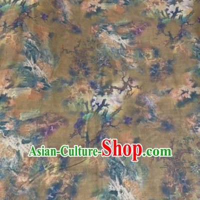 Chinese Classical Tree Pattern Design Khaki Gambiered Guangdong Gauze Fabric Asian Traditional Cheongsam Silk Material