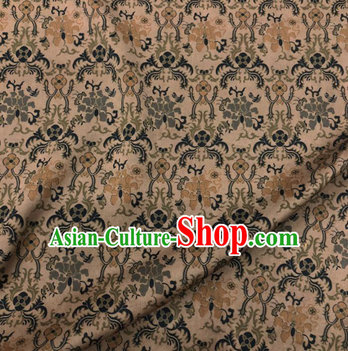 Chinese Classical Pattern Design Khaki Gambiered Guangdong Gauze Fabric Asian Traditional Cheongsam Silk Material Chinese Classical Pattern Design Khaki Gambiered Guangdong Gauze Fabric Asian Traditional Cheongsam Silk Material