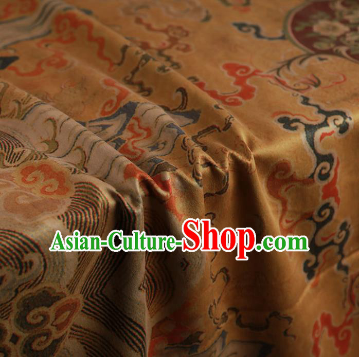 Chinese Classical Cloud Pattern Design Ginger Mulberry Silk Fabric Asian Traditional Cheongsam Silk Material Chinese Classical Cloud Pattern Design Ginger Mulberry Silk Fabric Asian Traditional Cheongsam Silk Material