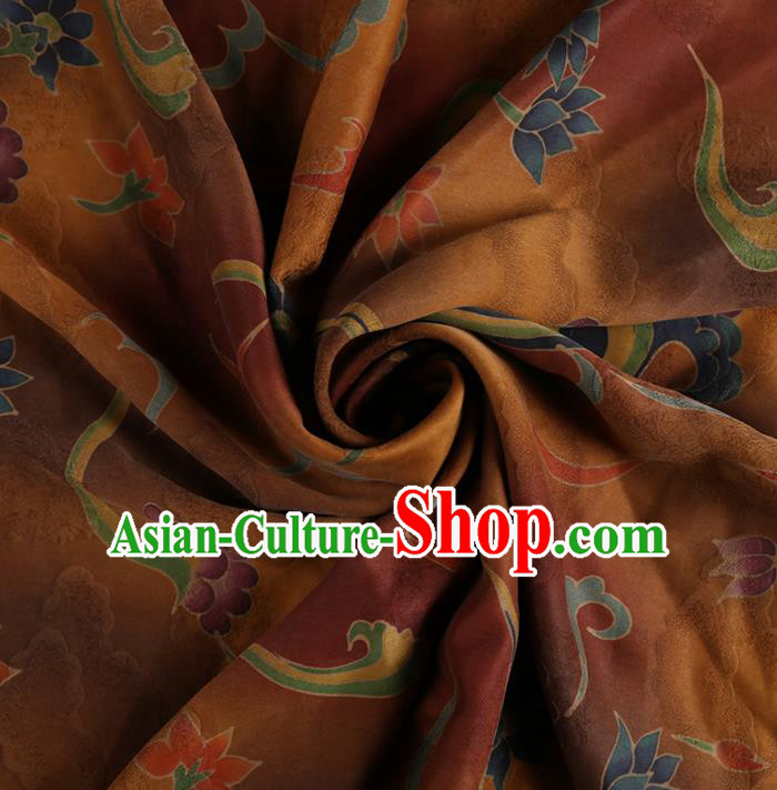 Chinese Classical Flowers Pattern Design Ginger Mulberry Silk Fabric Asian Traditional Cheongsam Silk Material Chinese Classical Flowers Pattern Design Ginger Mulberry Silk Fabric Asian Traditional Cheongsam Silk Material