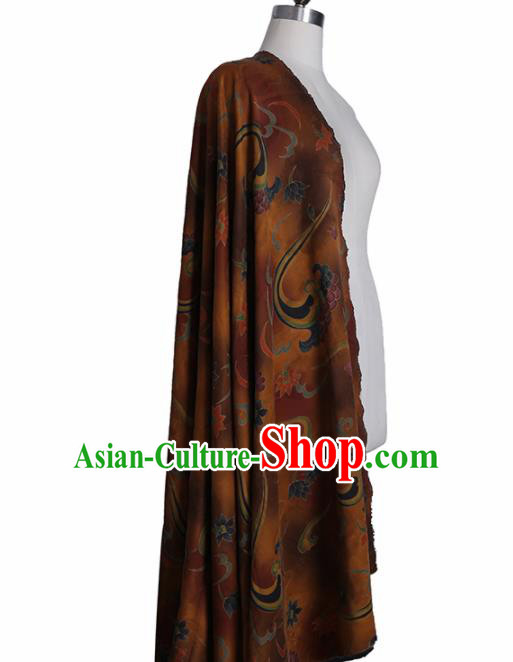 Chinese Classical Flowers Pattern Design Ginger Mulberry Silk Fabric Asian Traditional Cheongsam Silk Material Chinese Classical Flowers Pattern Design Ginger Mulberry Silk Fabric Asian Traditional Cheongsam Silk Material