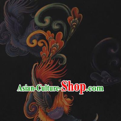 Chinese Classical Phoenix Pattern Design Black Mulberry Silk Fabric Asian Traditional Cheongsam Silk Material