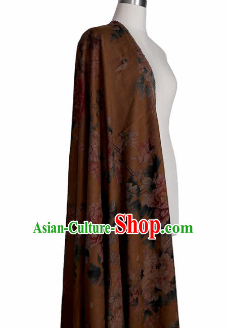 Chinese Classical Peony Pattern Design Ginger Mulberry Silk Fabric Asian Traditional Cheongsam Silk Material Chinese Classical Peony Pattern Design Ginger Mulberry Silk Fabric Asian Traditional Cheongsam Silk Material