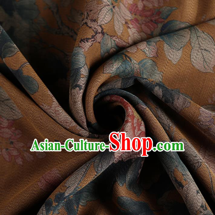 Chinese Classical Peony Pattern Design Ginger Mulberry Silk Fabric Asian Traditional Cheongsam Silk Material Chinese Classical Peony Pattern Design Ginger Mulberry Silk Fabric Asian Traditional Cheongsam Silk Material