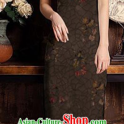 Chinese Classical Flowers Pattern Design Brown Mulberry Silk Fabric Asian Traditional Cheongsam Silk Material