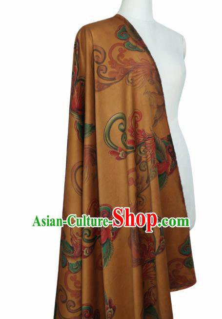Chinese Classical Orchid Pattern Design Ginger Mulberry Silk Fabric Asian Traditional Cheongsam Silk Material Chinese Classical Orchid Pattern Design Ginger Mulberry Silk Fabric Asian Traditional Cheongsam Silk Material