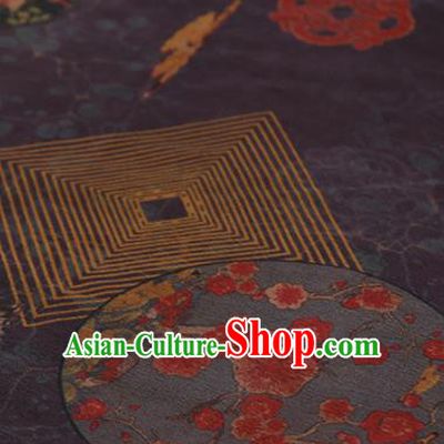 Chinese Classical Plum Blossom Pattern Design Purple Mulberry Silk Fabric Asian Traditional Cheongsam Silk Material