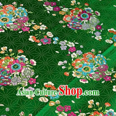 Chinese Classical Bouquet Pattern Design Deep Green Brocade Fabric Asian Traditional Satin Tang Suit Silk Material
