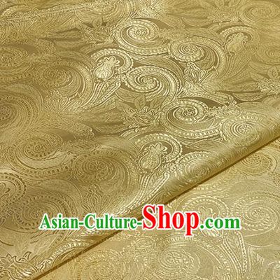 Chinese Classical Royal Conch Pattern Design Golden Brocade Fabric Asian Traditional Satin Tang Suit Silk Material