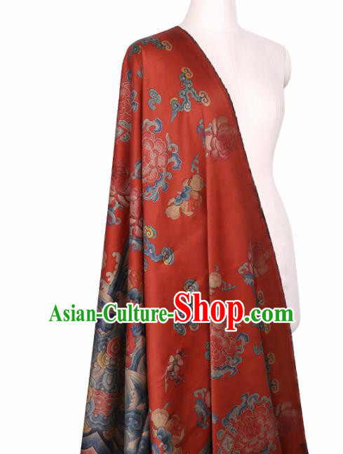 Chinese Classical Peony Pattern Design Red Mulberry Silk Fabric Asian Traditional Cheongsam Silk Material Chinese Classical Peony Pattern Design Red Mulberry Silk Fabric Asian Traditional Cheongsam Silk Material