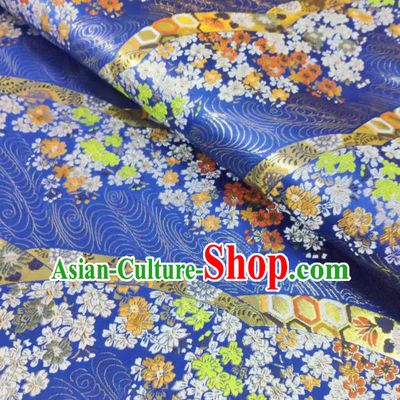 Chinese Classical Royal Cherry Blossom Pattern Design Royalblue Brocade Fabric Asian Traditional Satin Tang Suit Silk Material
