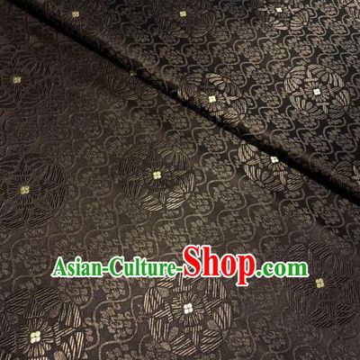 Chinese Classical Royal Sunflowers Pattern Design Deep Brown Brocade Fabric Asian Traditional Satin Tang Suit Silk Material