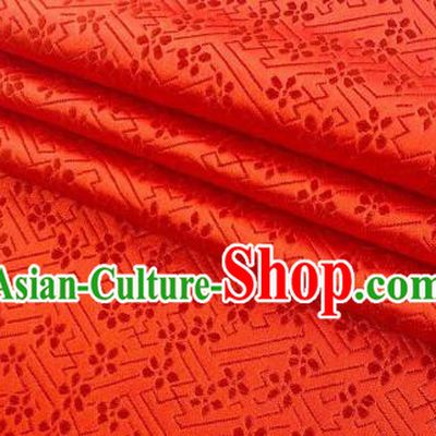 Chinese Classical Babysbreath Pattern Design Orange Brocade Fabric Asian Traditional Satin Silk Material