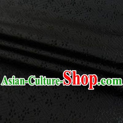 Chinese Classical Babysbreath Pattern Design Black Brocade Fabric Asian Traditional Satin Silk Material