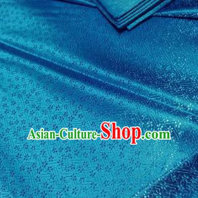 Chinese Classical Babysbreath Pattern Design Lake Blue Brocade Fabric Asian Traditional Satin Silk Material