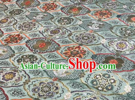 Japanese Kimono Classical Pattern Design Light Green Brocade Fabric Asian Traditional Satin Silk Material Japanese Kimono Classical Pattern Design Light Green Brocade Fabric Asian Traditional Satin Silk Material
