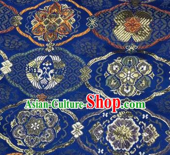 Japanese Kimono Classical Pattern Design Royalblue Brocade Fabric Asian Traditional Satin Silk Material Japanese Kimono Classical Pattern Design Royalblue Brocade Fabric Asian Traditional Satin Silk Material