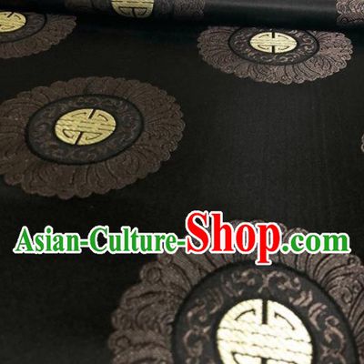 Chinese Classical Royal Pattern Design Black Brocade Fabric Asian Traditional Satin Silk Material
