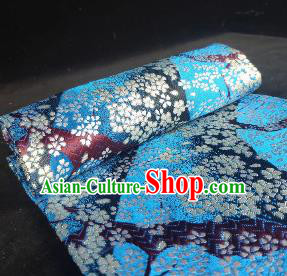 Japanese Classical Sakura Pattern Design Blue Brocade Fabric Asian Traditional Satin Kimono Silk Material Japanese Classical Sakura Pattern Design Blue Brocade Fabric Asian Traditional Satin Kimono Silk Material