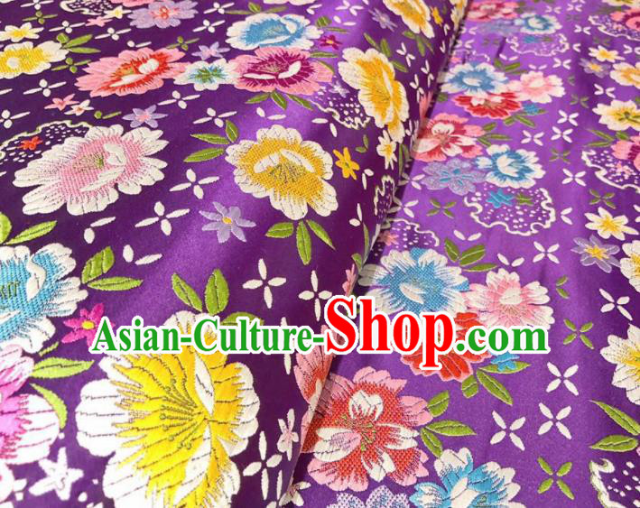 Chinese Classical Beautiful Flowers Pattern Design Purple Brocade Fabric Asian Traditional Satin Silk Material Chinese Classical Beautiful Flowers Pattern Design Purple Brocade Fabric Asian Traditional Satin Silk Material