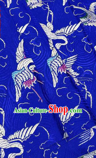 Chinese Classical Royal Cranes Pattern Design Royalblue Brocade Fabric Asian Traditional Satin Silk Material Chinese Classical Royal Cranes Pattern Design Royalblue Brocade Fabric Asian Traditional Satin Silk Material