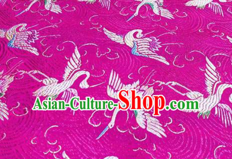 Chinese Classical Royal Cranes Pattern Design Rosy Brocade Fabric Asian Traditional Satin Silk Material Chinese Classical Royal Cranes Pattern Design Rosy Brocade Fabric Asian Traditional Satin Silk Material