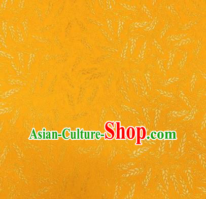 Chinese Classical Wheat Pattern Design Golden Brocade Fabric Asian Traditional Satin Silk Material Chinese Classical Wheat Pattern Design Golden Brocade Fabric Asian Traditional Satin Silk Material