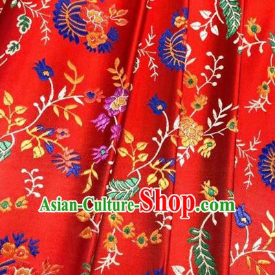 Chinese Classical Chrysanthemum Pattern Design Red Brocade Fabric Asian Traditional Satin Silk Material