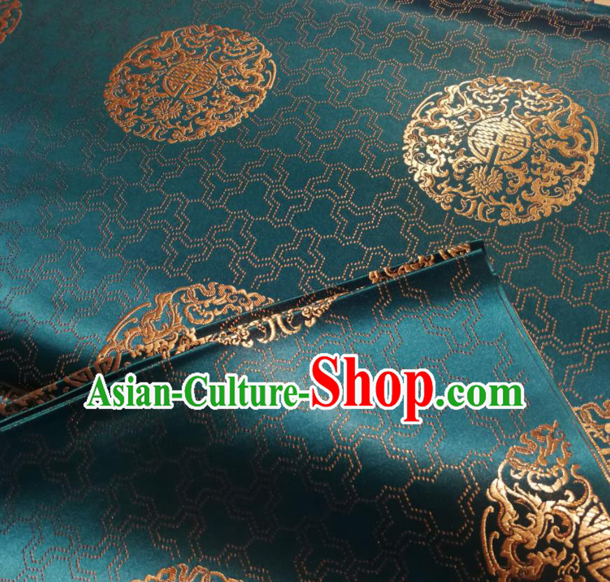 Chinese Royal Pattern Design Peacock Green Brocade Fabric Asian Traditional Satin Silk Material Chinese Royal Pattern Design Peacock Green Brocade Fabric Asian Traditional Satin Silk Material