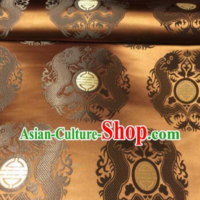 Chinese Royal Dragons Pattern Design Golden Brocade Fabric Asian Traditional Satin Silk Material