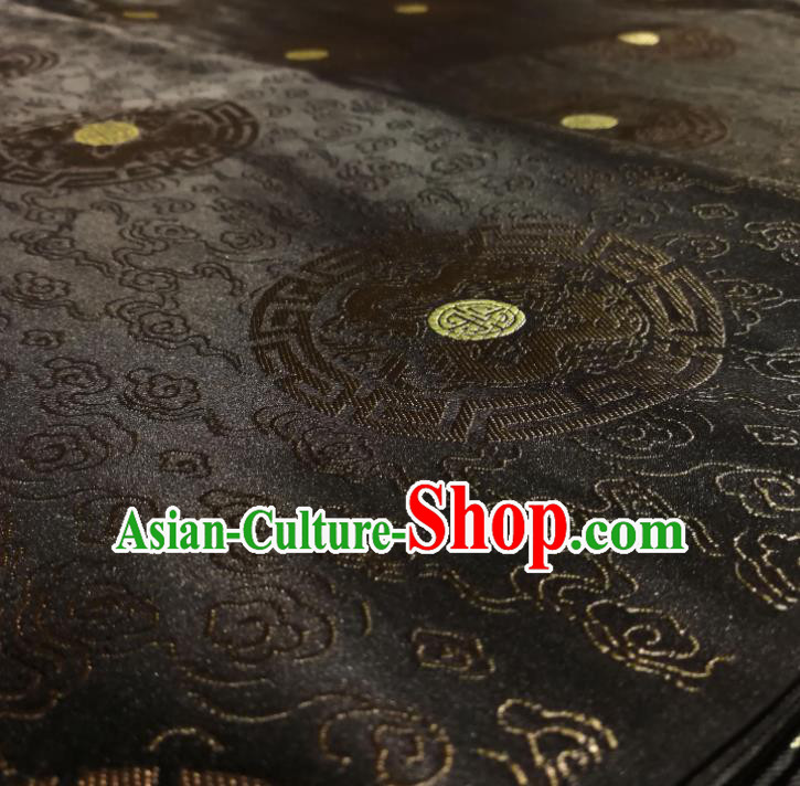 Chinese Royal Round Dragon Pattern Design Black Brocade Fabric Asian Traditional Satin Silk Material Chinese Royal Round Dragon Pattern Design Black Brocade Fabric Asian Traditional Satin Silk Material